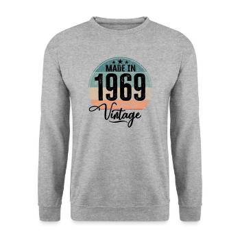 Millésime Fabriqué en 1969 Année de naissance 1969 Anniversaire - Sweat-shirt Unisexe - gris chiné - Devant - Alina (178cm) & Michal (187cm)