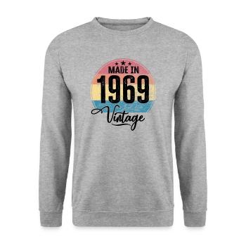 Millésime Fabriqué en 1969 Année de naissance 1969 Anniversaire - Sweat-shirt Unisexe - gris chiné - Devant - Alina (178cm) & Michal (187cm)