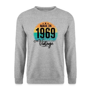 Millésime Fabriqué en 1969 Année de naissance 1969 Anniversaire - Sweat-shirt Unisexe - gris chiné - Devant - Alina (178cm) & Michal (187cm)