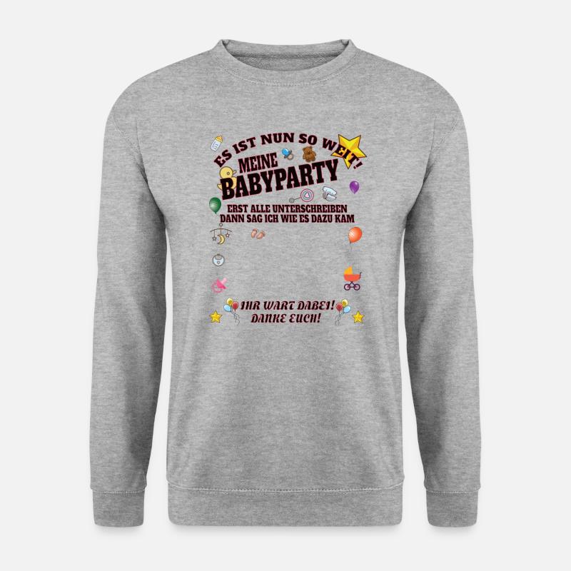 Gästebuch für Baby-Party - Unisex Pullover - Weißgrau meliert