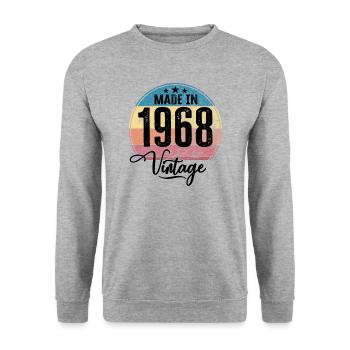 Vintage Fabriqué en 1968 Année de naissance 1968 Anniversaire - Sweat-shirt Unisexe - gris chiné - Devant - Alina (178cm) & Michal (187cm)