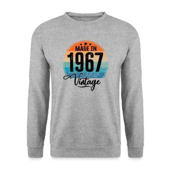 Vintage Made in 1967 Year of birth 1967 Birthday - Unisex Sweatshirt - salt & pepper - Front - Alina (178cm) & Michal (187cm)