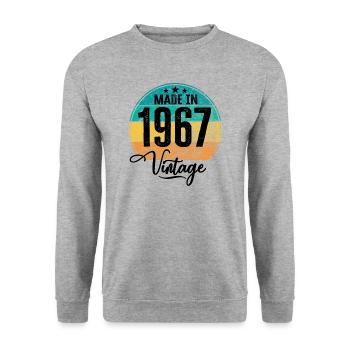 Vintage Made in 1967 Year of birth 1967 Birthday - Unisex Sweatshirt - salt & pepper - Front - Alina (178cm) & Michal (187cm)
