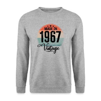 Vintage Made in 1967 Year of birth 1967 Birthday - Unisex Sweatshirt - salt & pepper - Front - Alina (178cm) & Michal (187cm)