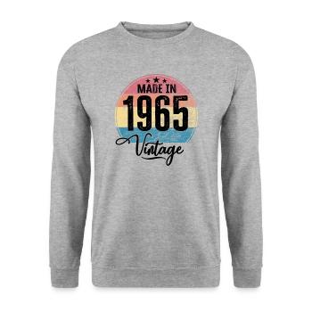 Vintage Made in 1965 Geburtsjahr 1965 Geburtstag - Unisex Pullover - Weißgrau meliert - Vorne - Alina (178cm) & Michal (187cm)