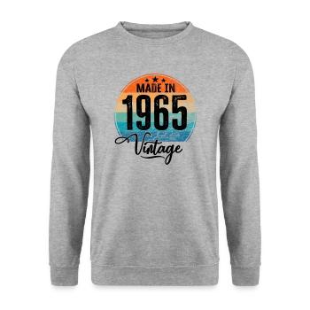 Vintage Made in 1965 Geburtsjahr 1965 Geburtstag - Unisex Pullover - Weißgrau meliert - Vorne - Alina (178cm) & Michal (187cm)