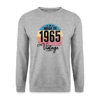 Vintage Made in 1965 Geburtsjahr 1965 Geburtstag - Unisex Pullover - Weißgrau meliert - Vorne - Alina (178cm) & Michal (187cm)