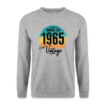 Vintage Made in 1965 Geburtsjahr 1965 Geburtstag - Unisex Pullover - Weißgrau meliert - Vorne - Alina (178cm) & Michal (187cm)