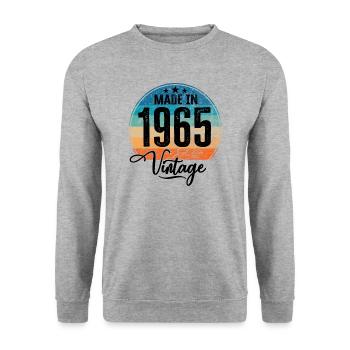 Vintage Made in 1965 Geburtsjahr 1965 Geburtstag - Unisex Pullover - Weißgrau meliert - Vorne - Alina (178cm) & Michal (187cm)