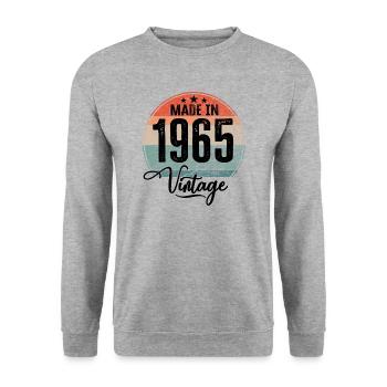 Vintage Made in 1965 Geburtsjahr 1965 Geburtstag - Unisex Pullover - Weißgrau meliert - Vorne - Alina (178cm) & Michal (187cm)