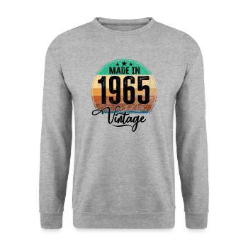 Vintage Made in 1965 Geburtsjahr 1965 Geburtstag - Unisex Pullover - Weißgrau meliert - Vorne - Alina (178cm) & Michal (187cm)