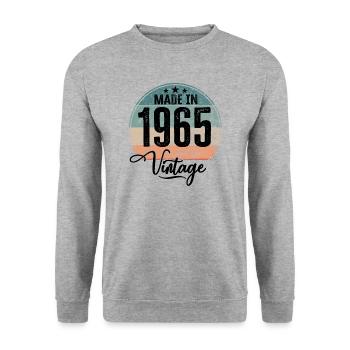 Vintage Made in 1965 Geburtsjahr 1965 Geburtstag - Unisex Pullover - Weißgrau meliert - Vorne - Alina (178cm) & Michal (187cm)