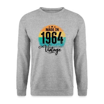 Vintage Made in 1964 Year of birth 1964 Birthday - Unisex Sweatshirt - salt & pepper - Front - Alina (178cm) & Michal (187cm)