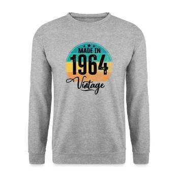 Vintage Fabriqué en 1964 Année de naissance 1964 Anniversaire - Sweat-shirt Unisexe - gris chiné - Devant - Alina (178cm) & Michal (187cm)