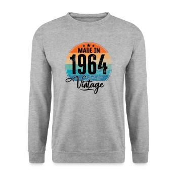 Millésime Fabriqué en 1964 Année de naissance 1964 Anniversaire - Sweat-shirt Unisexe - gris chiné - Devant - Alina (178cm) & Michal (187cm)