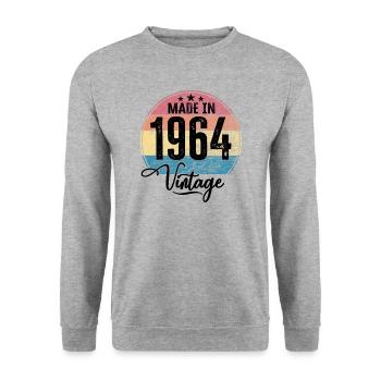 Vintage Fabriqué en 1964 Année de naissance 1964 Anniversaire - Sweat-shirt Unisexe - gris chiné - Devant - Alina (178cm) & Michal (187cm)