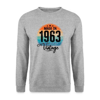 Vintage Made in 1963 Geburtsjahr 1963 Geburtstag - Unisex Pullover - Weißgrau meliert - Vorne - Alina (178cm) & Michal (187cm)