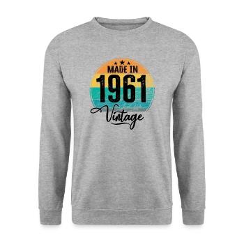 Vintage Made in 1961 Year of birth 1961 Birthday - Unisex Sweatshirt - salt & pepper - Front - Alina (178cm) & Michal (187cm)