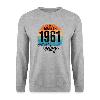 Vintage Made in 1961 Year of birth 1961 Birthday - Unisex Sweatshirt - salt & pepper - Front - Alina (178cm) & Michal (187cm)