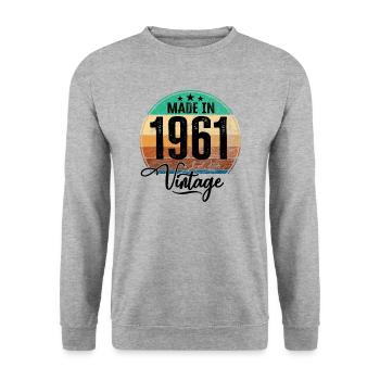 Vintage Made in 1961 Year of birth 1961 Birthday - Unisex Sweatshirt - salt & pepper - Front - Alina (178cm) & Michal (187cm)