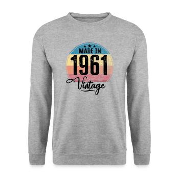 Vintage Made in 1961 Year of birth 1961 Birthday - Unisex Sweatshirt - salt & pepper - Front - Alina (178cm) & Michal (187cm)