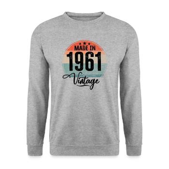 Vintage Made in 1961 Year of birth 1961 Birthday - Unisex Sweatshirt - salt & pepper - Front - Alina (178cm) & Michal (187cm)