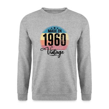 Vintage Made in 1960 Geburtsjahr 1960 Geburtstag - Unisex Pullover - Weißgrau meliert - Vorne - Alina (178cm) & Michal (187cm)