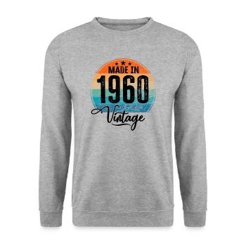 Vintage Made in 1960 Geburtsjahr 1960 Geburtstag - Unisex Pullover - Weißgrau meliert - Vorne - Alina (178cm) & Michal (187cm)