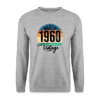 Vintage Made in 1960 Geburtsjahr 1960 Geburtstag - Unisex Pullover - Weißgrau meliert - Vorne - Alina (178cm) & Michal (187cm)