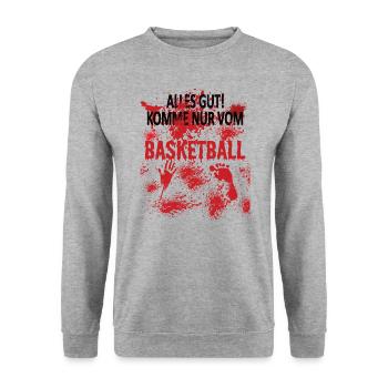 Basketball Geschenkidee Sport Design - Unisex Pullover - Weißgrau meliert - Vorne - Alina (178cm) & Michal (187cm)