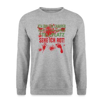 Camper Geschenkidee Camping - Unisex Pullover - Weißgrau meliert - Vorne - Alina (178cm) & Michal (187cm)