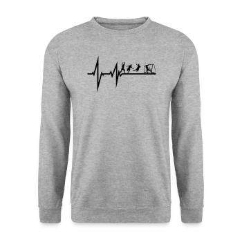 Accessoires de handball motif handball - Sweat-shirt Unisexe - gris chiné - Devant - Alina (178cm) & Michal (187cm)