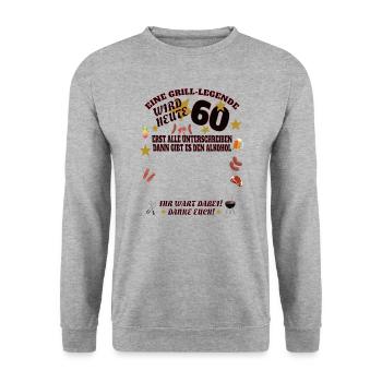 Grillen und Camper Geschenkidee - Unisex Pullover - Weißgrau meliert - Vorne - Alina (178cm) & Michal (187cm)