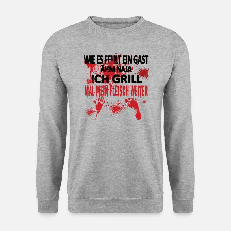 Grillen und Camper Geschenkidee - Unisex Pullover - Weißgrau meliert
