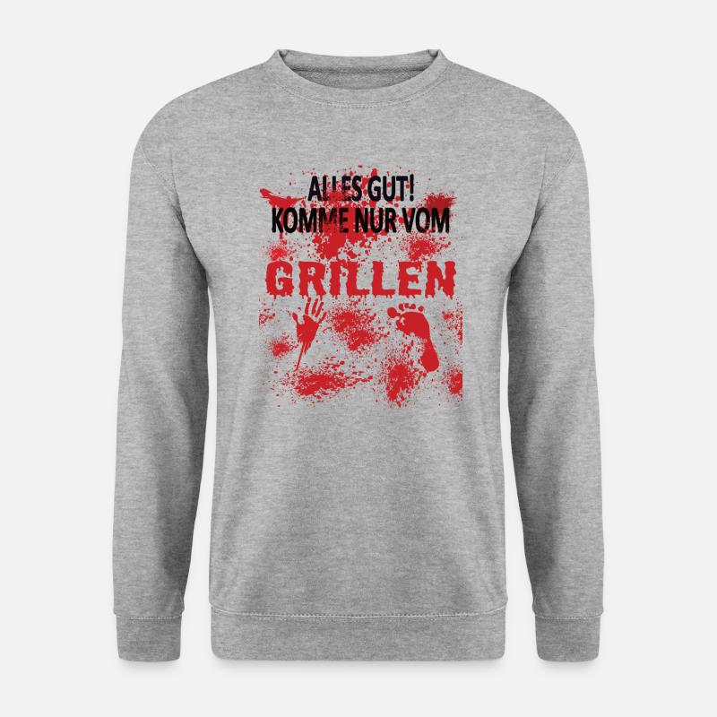 Grillen und Camper Geschenkidee - Unisex Pullover - Weißgrau meliert