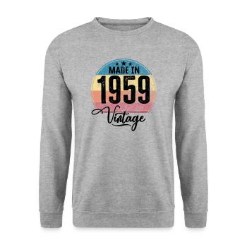 Millésime Fabriqué en 1959 Année de naissance 1959 Anniversaire - Sweat-shirt Unisexe - gris chiné - Devant - Alina (178cm) & Michal (187cm)