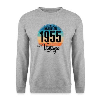 Millésime fabriqué en 1955 Année de naissance 1955 Anniversaire - Sweat-shirt Unisexe - gris chiné - Devant - Alina (178cm) & Michal (187cm)
