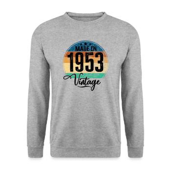 Millésime fabriqué en 1953 Année de naissance 1953 Anniversaire - Sweat-shirt Unisexe - gris chiné - Devant - Alina (178cm) & Michal (187cm)
