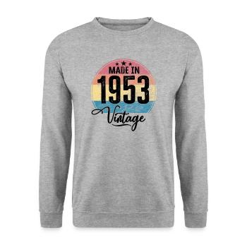Millésime fabriqué en 1953 Année de naissance 1953 Anniversaire - Sweat-shirt Unisexe - gris chiné - Devant - Alina (178cm) & Michal (187cm)