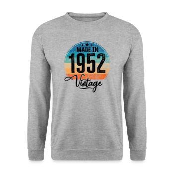 Millésime fabriqué en 1952 Année de naissance 1952 Anniversaire - Sweat-shirt Unisexe - gris chiné - Devant - Alina (178cm) & Michal (187cm)