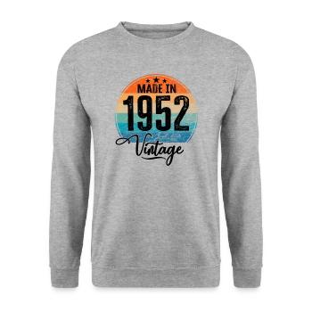 Millésime fabriqué en 1952 Année de naissance 1952 Anniversaire - Sweat-shirt Unisexe - gris chiné - Devant - Alina (178cm) & Michal (187cm)