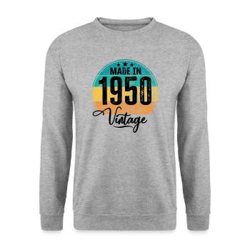 Millésime Fabriqué en 1950 Année de naissance 1950 Anniversaire - Sweat-shirt Unisexe - gris chiné - Devant - Alina (178cm) & Michal (187cm)