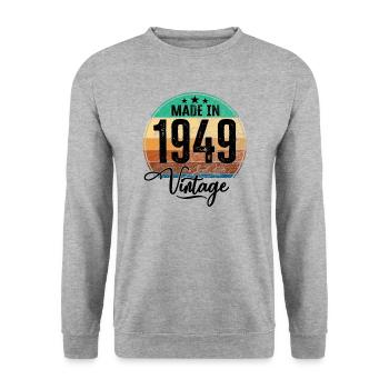 Vintage Made in 1949 Year of birth 1949 Birthday - Unisex Sweatshirt - salt & pepper - Front - Alina (178cm) & Michal (187cm)