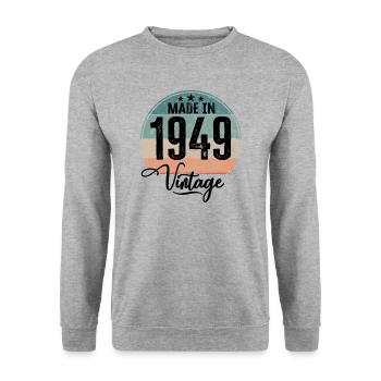 Vintage Made in 1949 Year of birth 1949 Birthday - Unisex Sweatshirt - salt & pepper - Front - Alina (178cm) & Michal (187cm)
