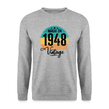 Millésime fabriqué en 1948 Année de naissance 1948 Anniversaire - Sweat-shirt Unisexe - gris chiné - Devant - Alina (178cm) & Michal (187cm)