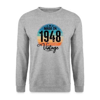 Millésime fabriqué en 1948 Année de naissance 1948 Anniversaire - Sweat-shirt Unisexe - gris chiné - Devant - Alina (178cm) & Michal (187cm)