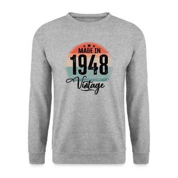 Millésime fabriqué en 1948 Année de naissance 1948 Anniversaire - Sweat-shirt Unisexe - gris chiné - Devant - Alina (178cm) & Michal (187cm)
