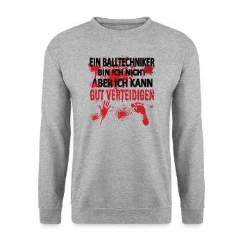 Fußballzubehör Geschenkidee Fußballfan - Unisex Pullover - Weißgrau meliert - Vorne - Alina (178cm) & Michal (187cm)