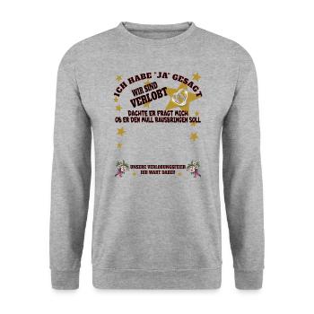 Hochzeit Zubehör Geschenkidee - Unisex Pullover - Weißgrau meliert - Vorne - Alina (178cm) & Michal (187cm)