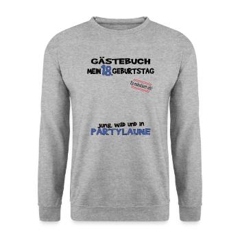 18. Geburtstag Mädchen & Junge Gästebuch - Unisex Pullover - Weißgrau meliert - Vorne - Alina (178cm) & Michal (187cm)